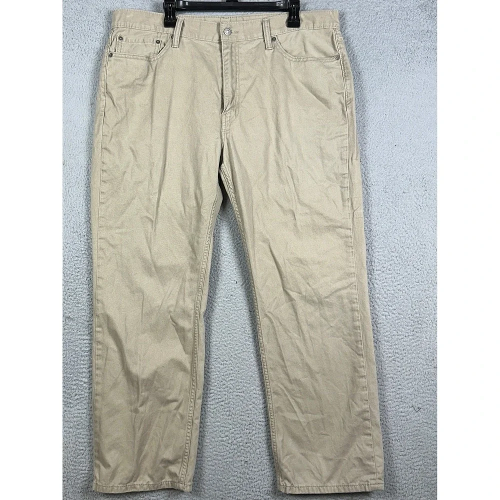 Levis 514 Jeans Mens 40X30 Tan Khaki Straight Fit White Tab 5 Pocket Denim Pants